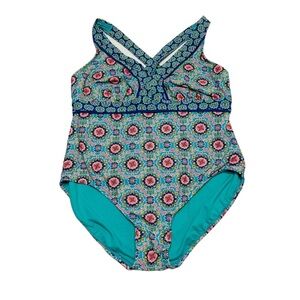 Catalina Women Pattern One Piece Swimsuit Floral Damask Flattering Size 2X 18/20